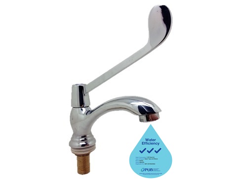 Chrome Plated Long  Lever Quick Action Handle Basin Pillar Tap (For ambulant/handicapped toilet)